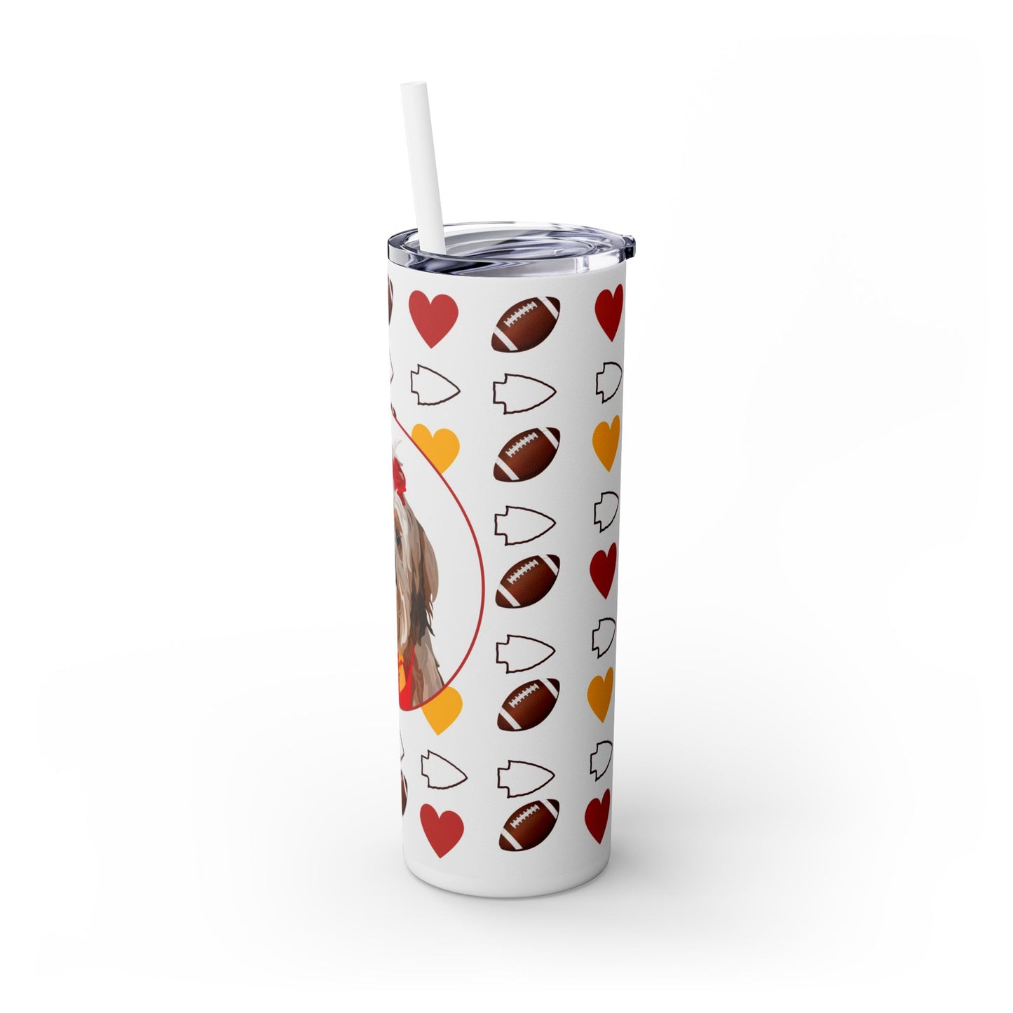 One Pet | Hearts and Arrowheads | Skinny Tumbler with Straw, 20oz