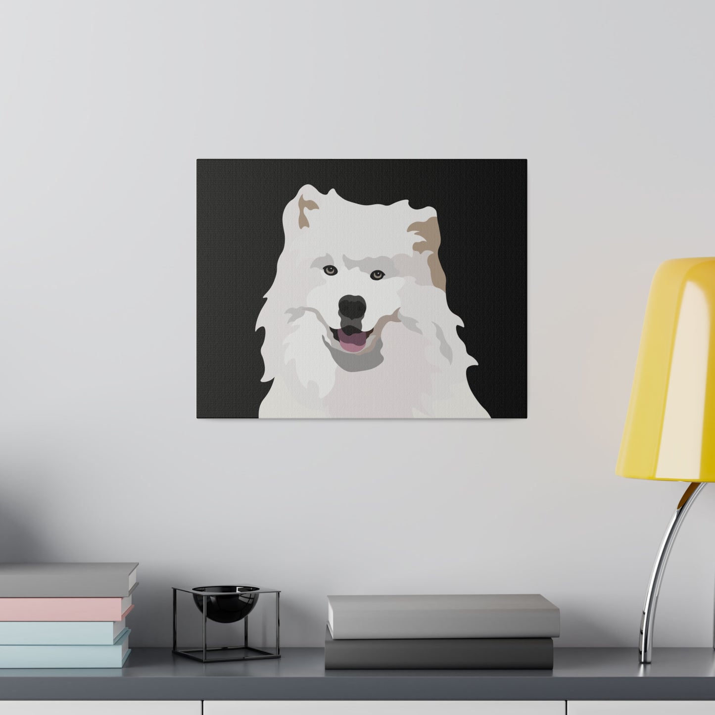 One Pet Portrait on Canvas | Black Background | Custom Hand-Drawn Pet Portrait in Cartoon-Realism Style