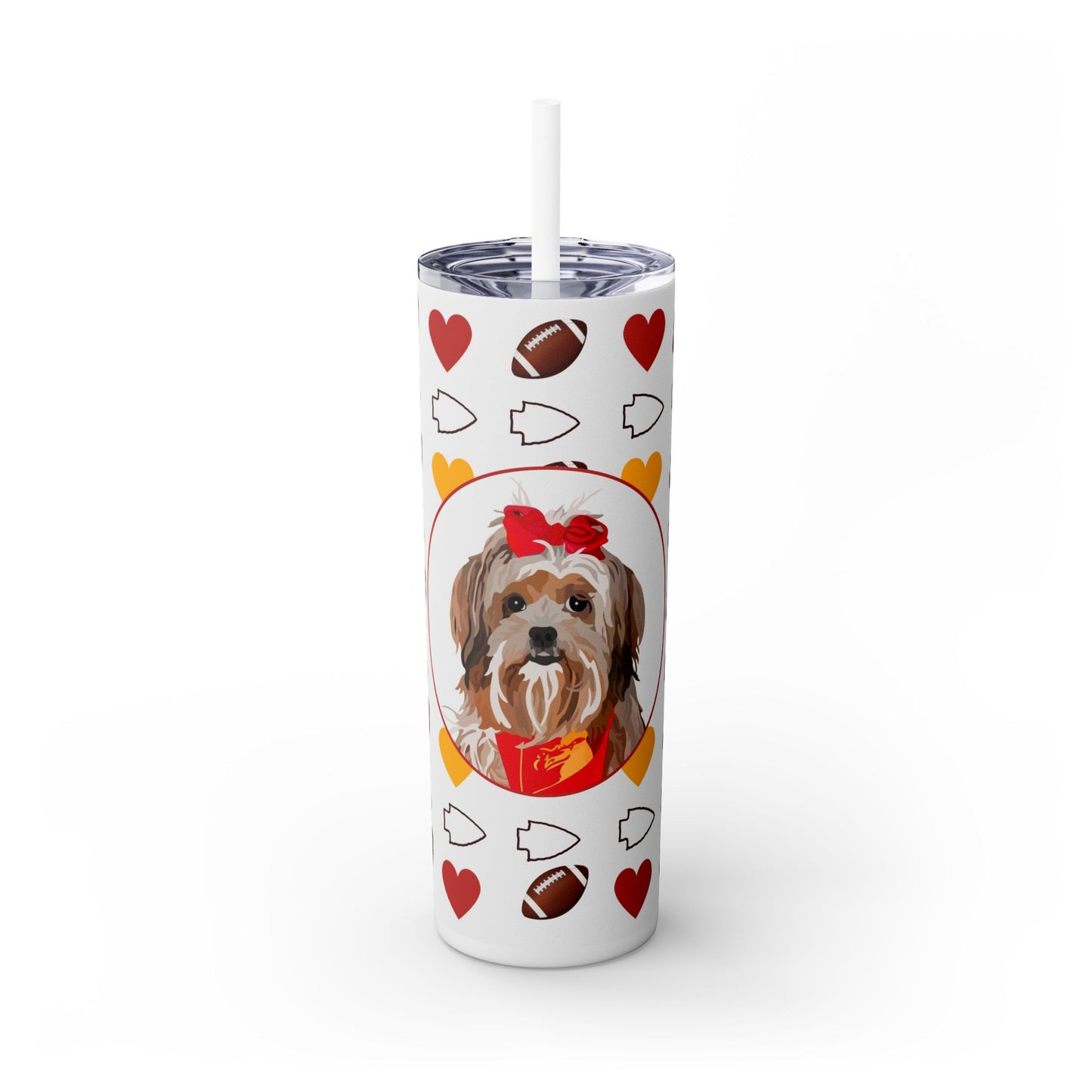 One Pet | Hearts and Arrowheads | Skinny Tumbler with Straw, 20oz