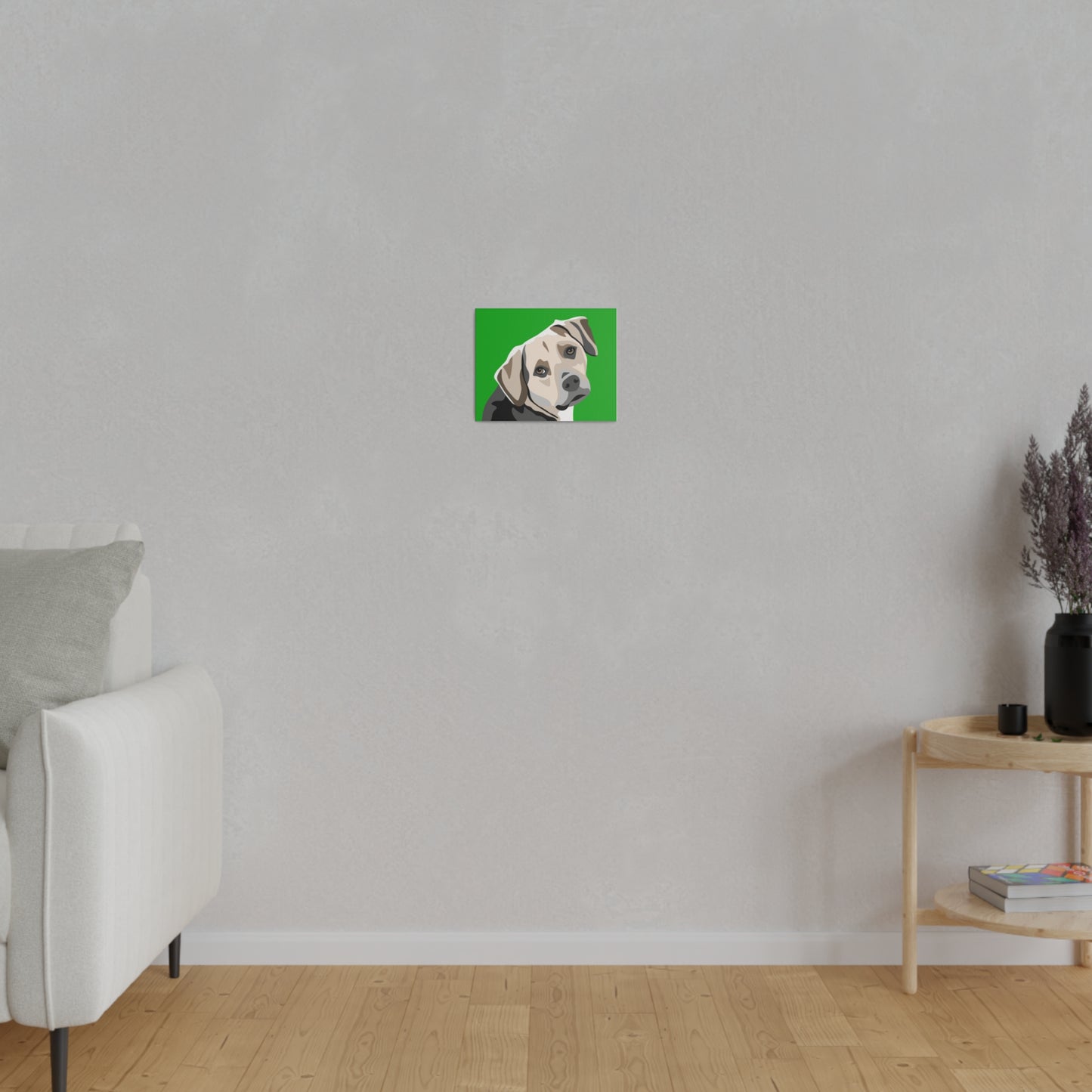 One Pet Portrait on Canvas | Green Background | Custom Hand-Drawn Pet Portrait in Cartoon-Realism Style