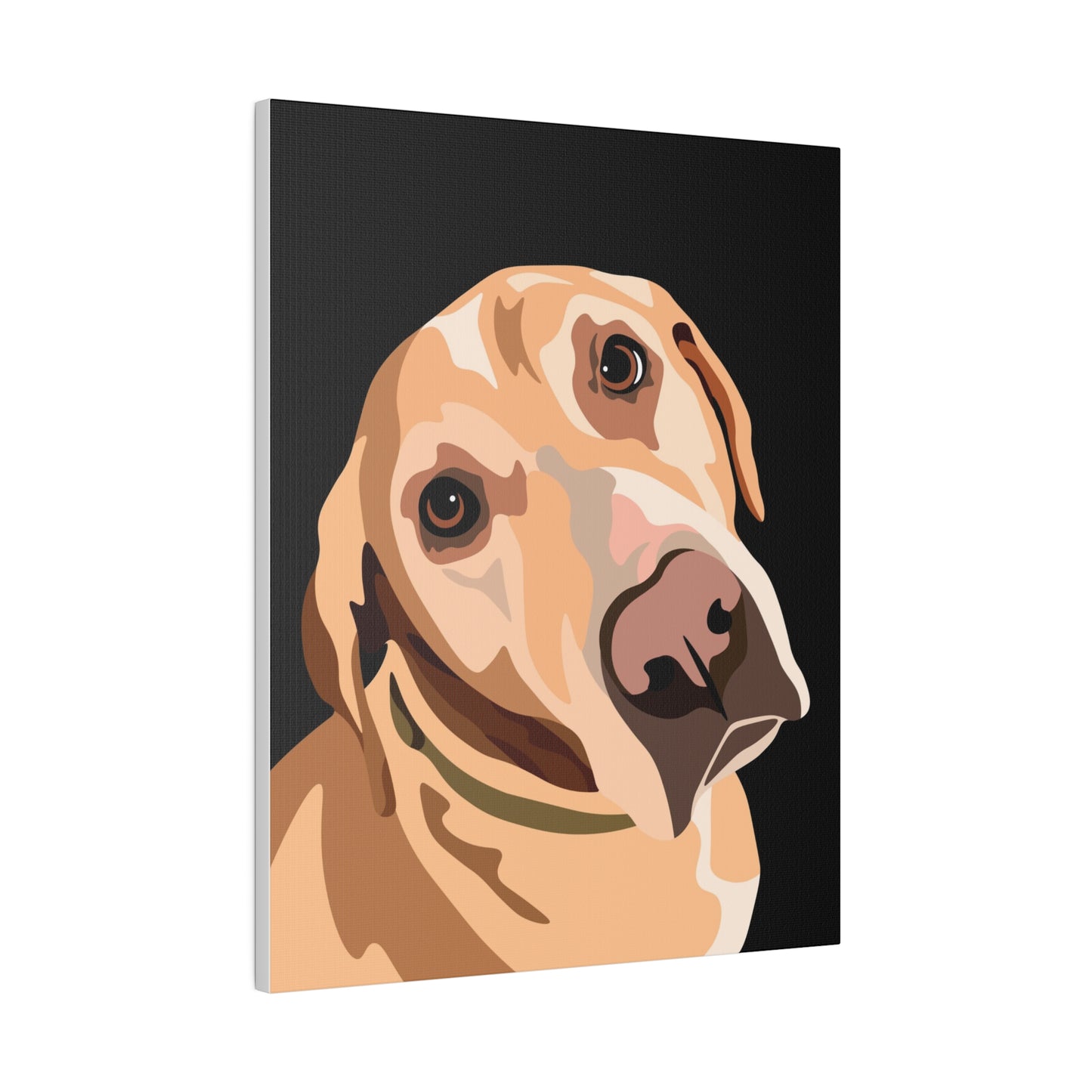 One Pet Portrait on Canvas | Black Background | Custom Hand-Drawn Pet Portrait in Cartoon-Realism Style