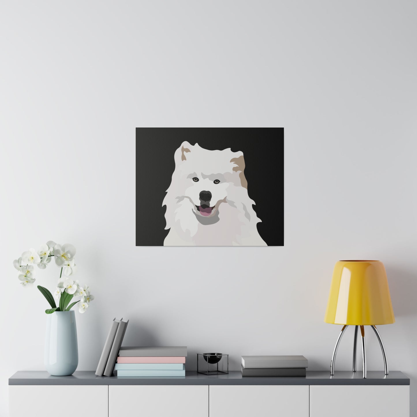 One Pet Portrait on Canvas | Black Background | Custom Hand-Drawn Pet Portrait in Cartoon-Realism Style