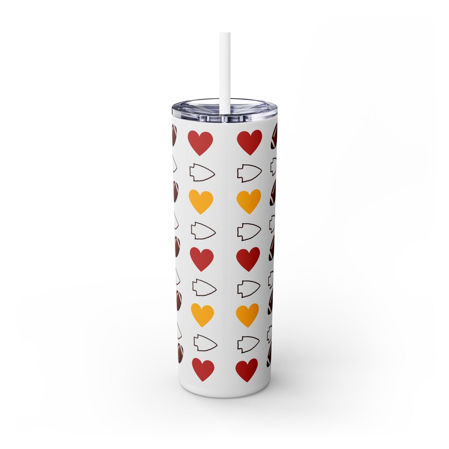 One Pet | Hearts and Arrowheads | Skinny Tumbler with Straw, 20oz