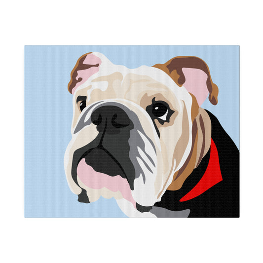 One Pet Portrait on Canvas | Light Blue Background | Custom Hand-Drawn Pet Portrait in Cartoon-Realism Style