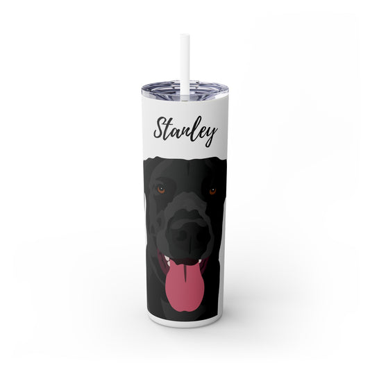 One Pet | White Background | Skinny Tumbler with Straw, 20oz with Personalized Name