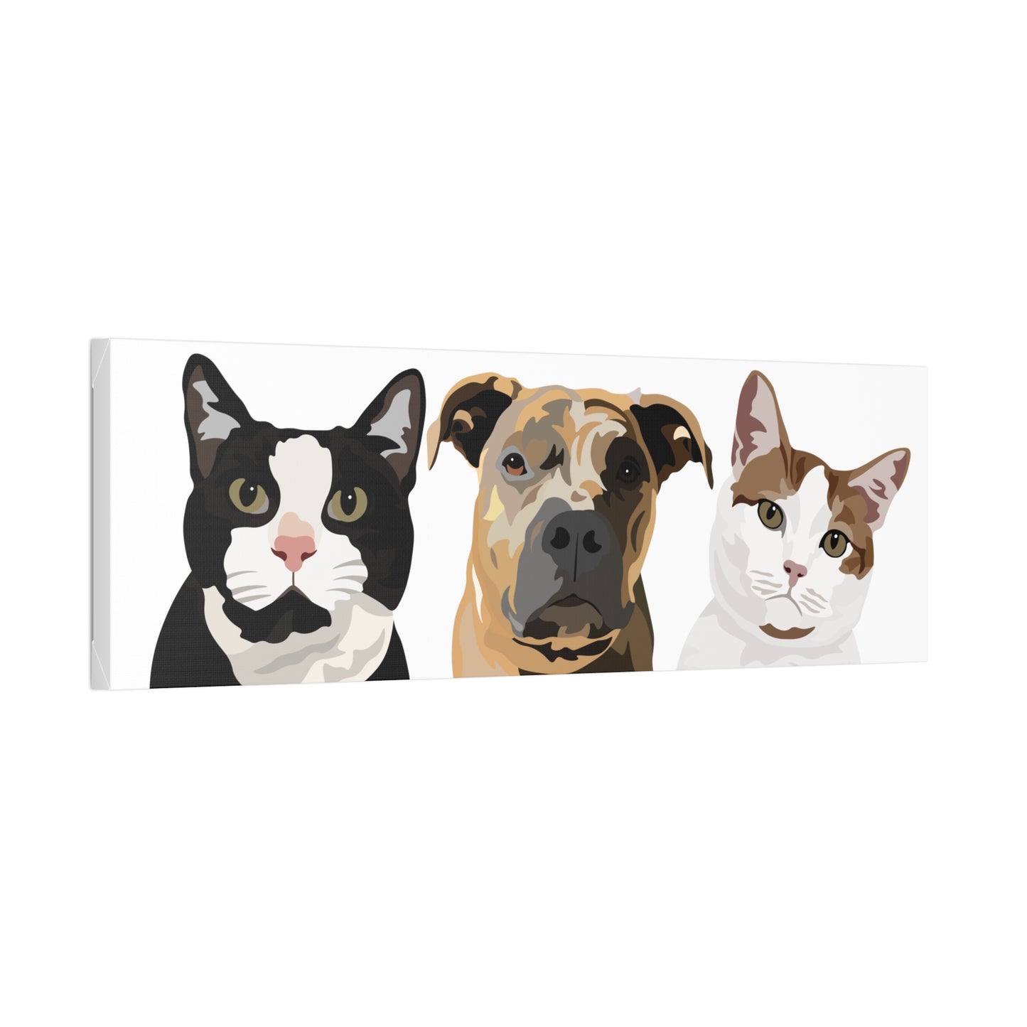 Pet Portrait Canvas Print | Custom, Hand-Drawn Pet Portrait in Cartoon-Realism Style