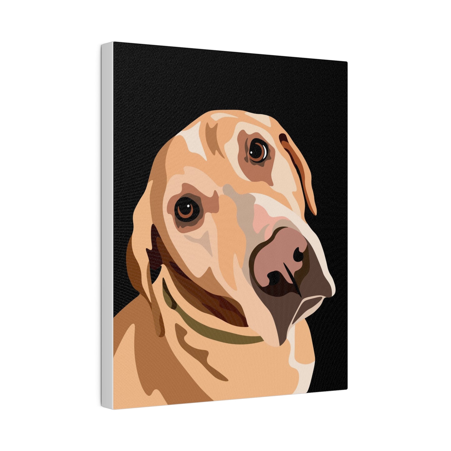 One Pet Portrait on Canvas | Black Background | Custom Hand-Drawn Pet Portrait in Cartoon-Realism Style