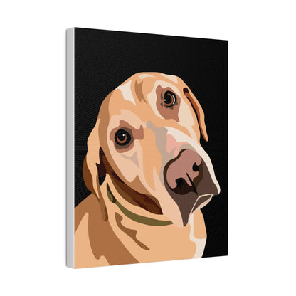 One Pet Portrait on Canvas | Black Background | Custom Hand-Drawn Pet Portrait in Cartoon-Realism Style