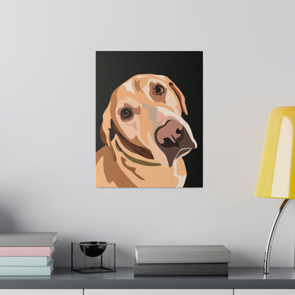 One Pet Portrait on Canvas | Black Background | Custom Hand-Drawn Pet Portrait in Cartoon-Realism Style