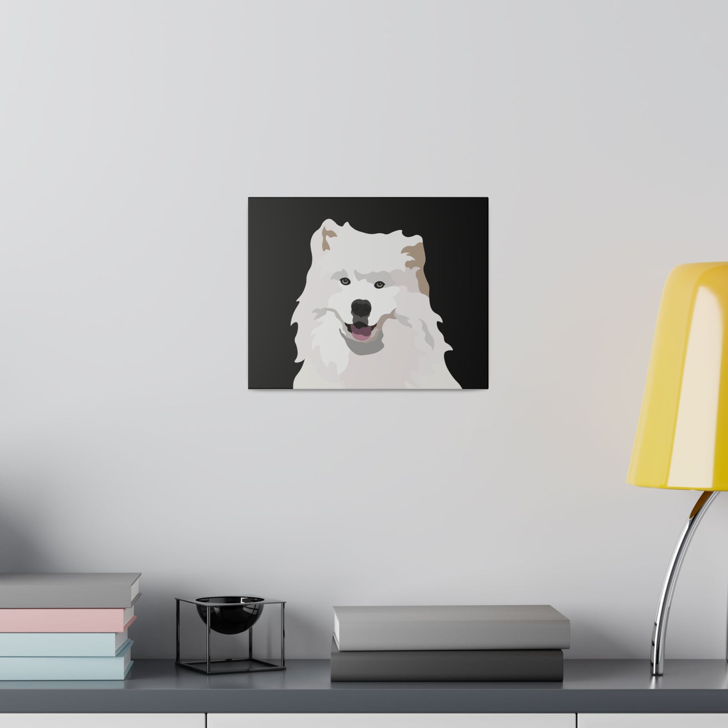 One Pet Portrait on Canvas | Black Background | Custom Hand-Drawn Pet Portrait in Cartoon-Realism Style