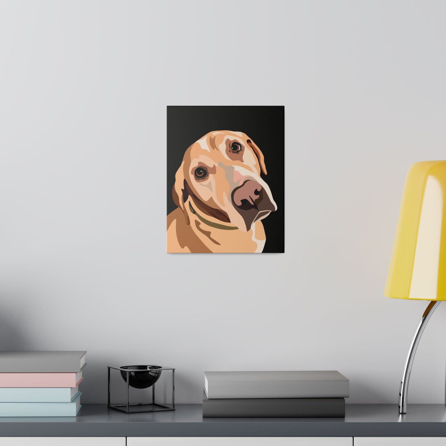 One Pet Portrait on Canvas | Black Background | Custom Hand-Drawn Pet Portrait in Cartoon-Realism Style