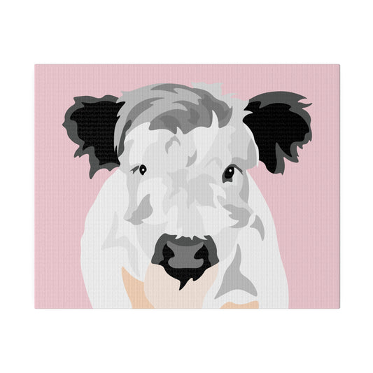 One Pet Portrait on Canvas | Light Pink Background | Custom Hand-Drawn Pet Portrait in Cartoon-Realism Style